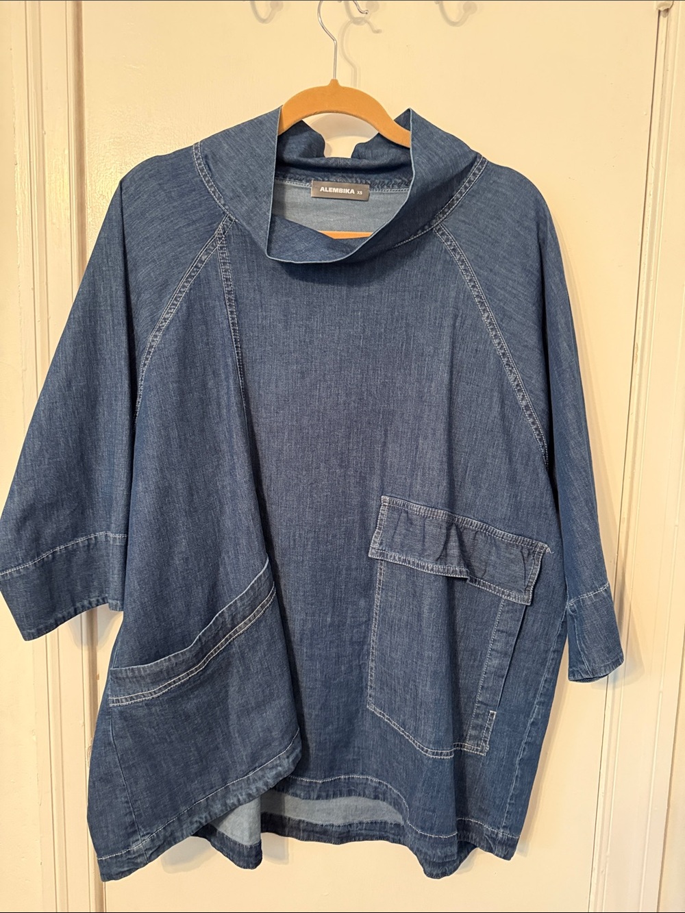 Alembika Women's Denim Tunic Top - Blue- RUNS LARGE